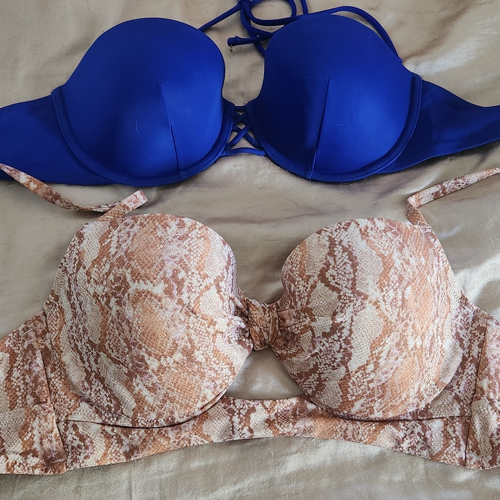 Victoria's Secret Blue and Tan Bikinis